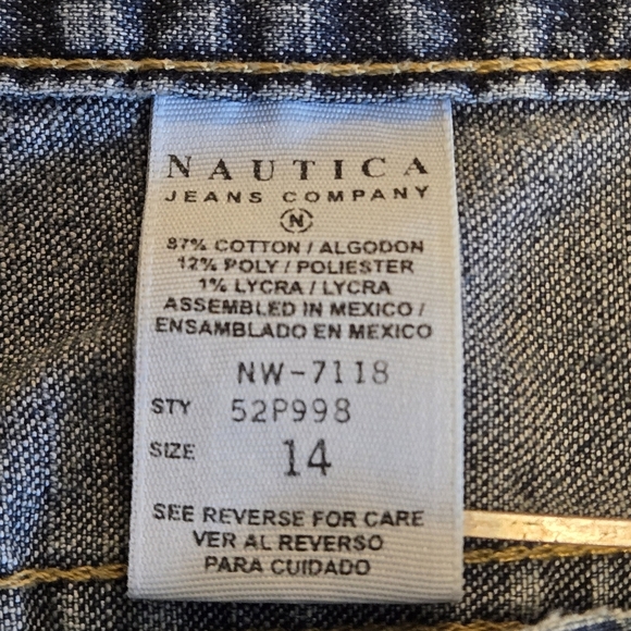 Y2k Vintage Nautica Blue Jeans Women 2 button Zip Closure size 14 - Picture 9 of 14